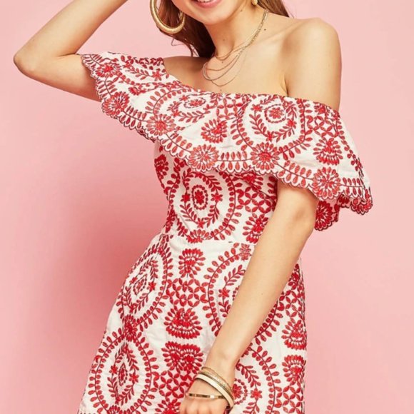 Off-Shoulder Embroidered Romper - Picture 5 of 7